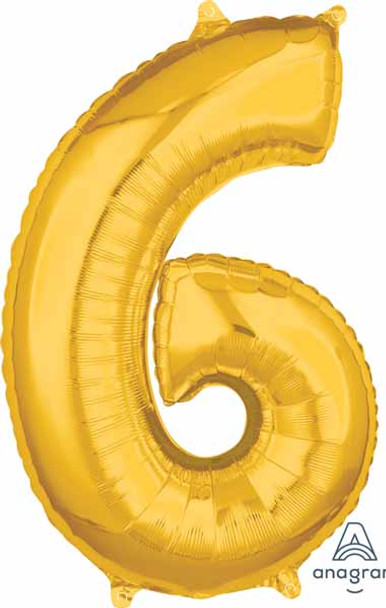 Number 6 Balloon in Gold