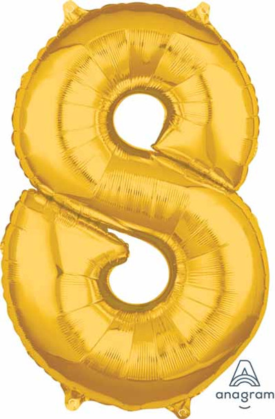 Number 8 Balloon in Gold