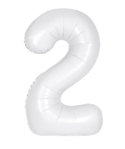 34" Number 2 Supershape Decorative Foil Balloon WHITE