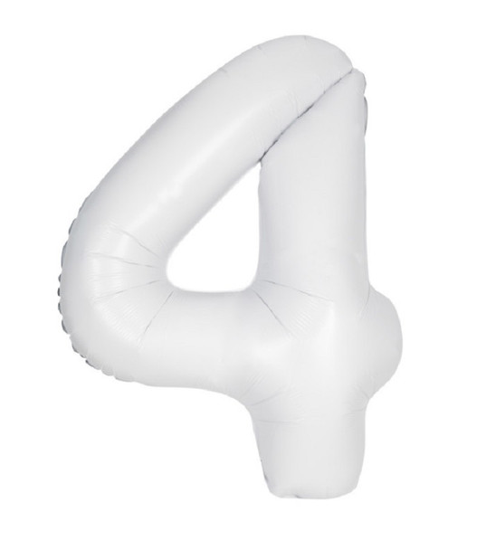 34" Number 4 Supershape Decorative Foil Balloon WHITE