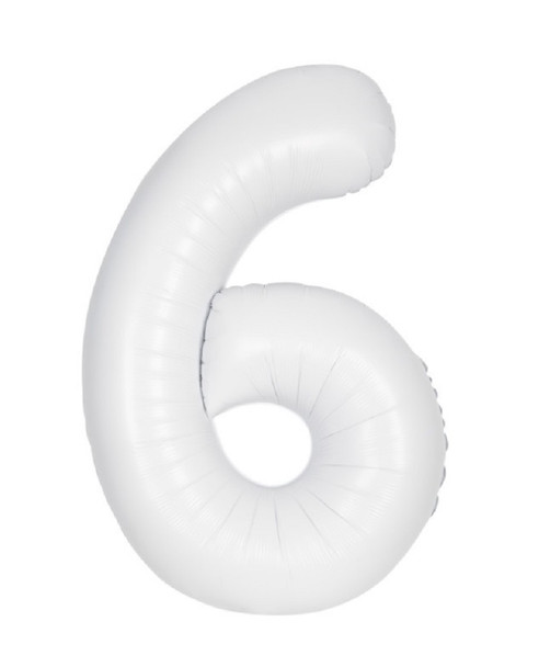 34" Number 6 Supershape Decorative Foil Balloon WHITE