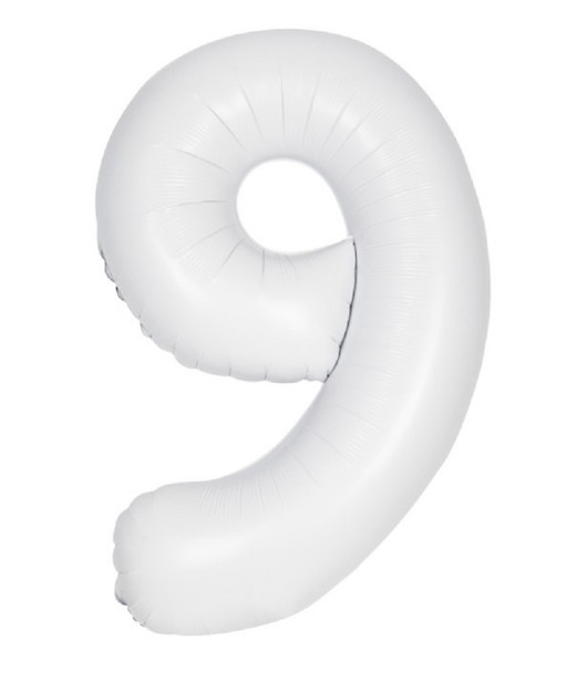 34" Number 9 Supershape Decorative Foil Balloon WHITE