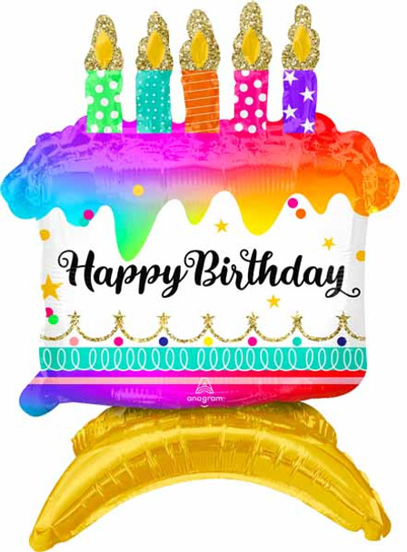 18" Happy Birthday Cake Foil Mylar Air Balloon