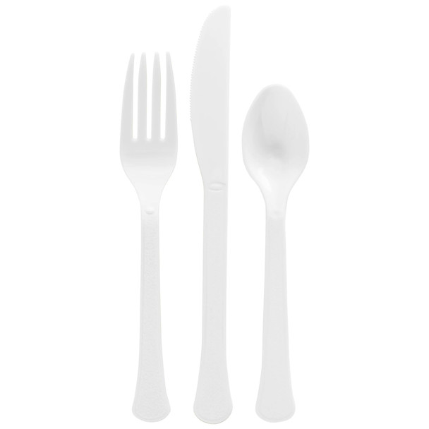 Solid White Plastic Cutlery