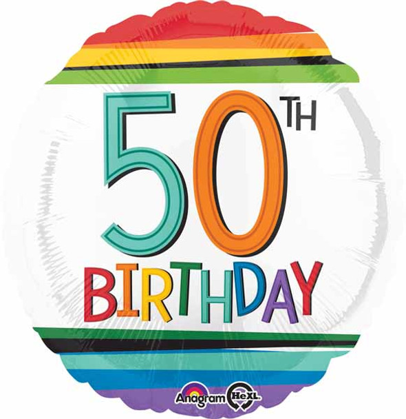 happy 50th Birthday Balloon Rainbow