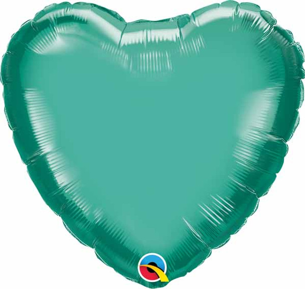 chrome Green Heart Shape Foil Balloon 18"