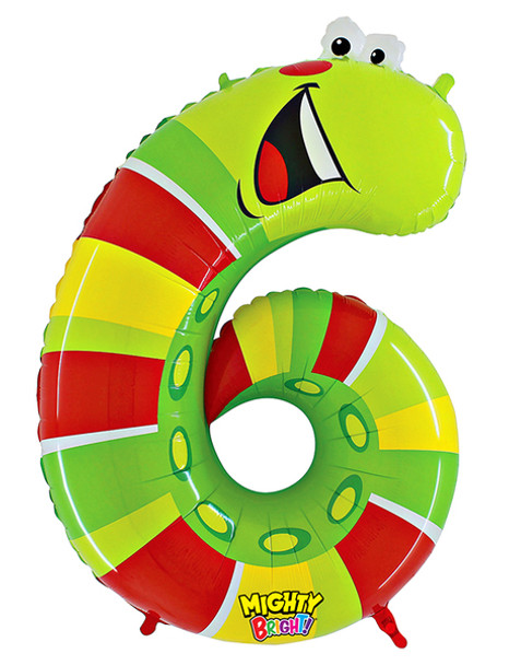 Number 6 Gecko Supershape Number Birthday Balloon