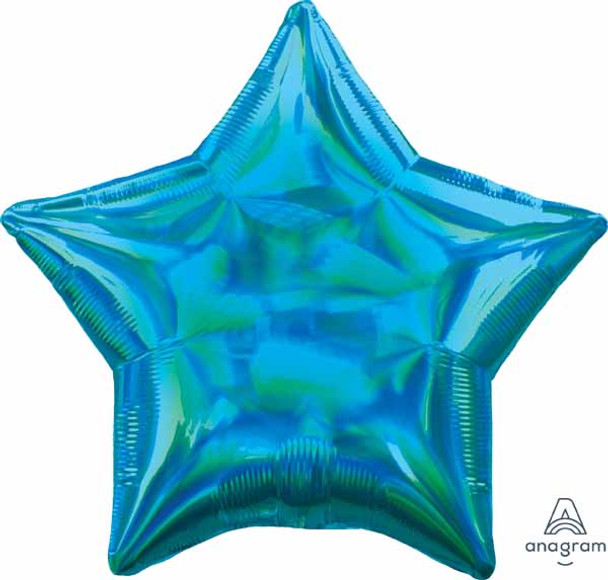 19" Star Shaped Solid Color Foil Balloon Iridescent Cyan