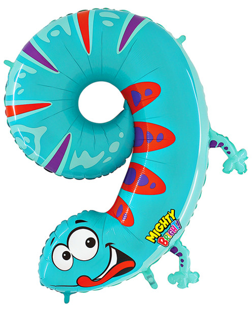 Number 9 Gecko Supershape Number Birthday Balloon