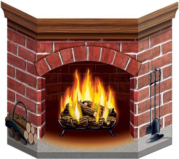 Brick Fireplace Scene Decor