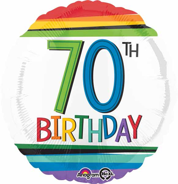 happy 70th Birthday Balloon Rainbow