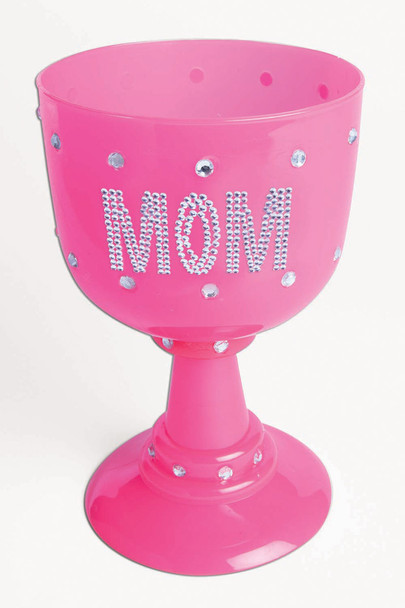 Mom hot pink plastic goblet