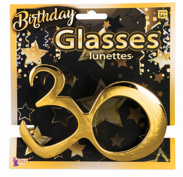 30th birthday gold metallic glasses
