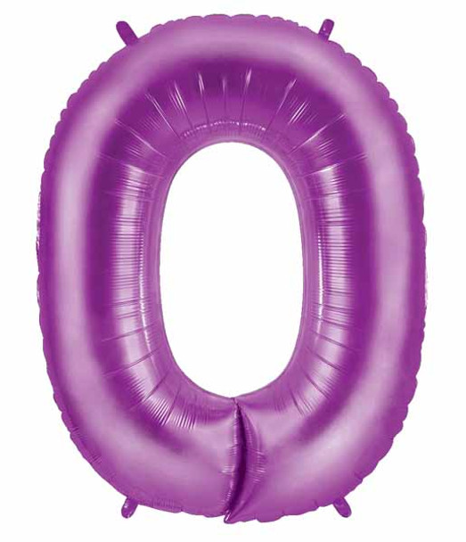 Huge Number 0 Metallic Purple Balloon