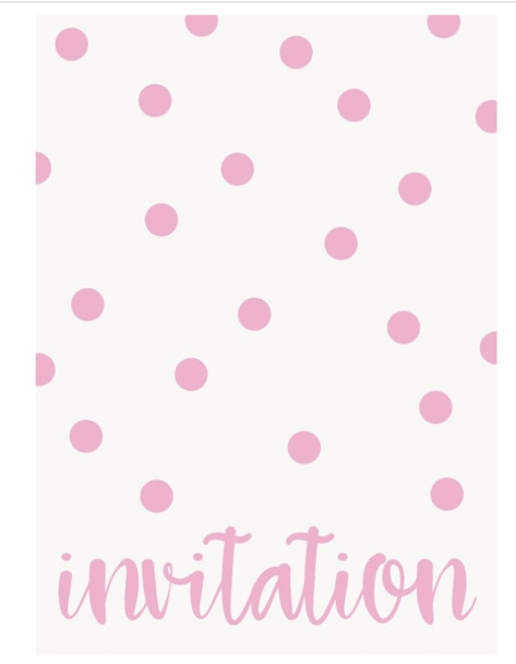 Pastel Pink Dots Invitations 8ct