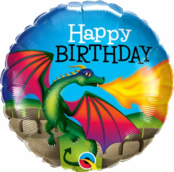 18" Happy Birthday Mythical Dragon Microfoil Foil Balloon