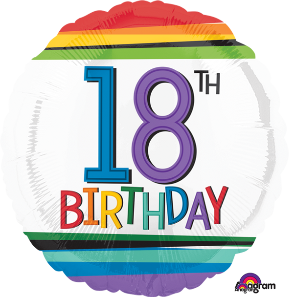 happy 18th Birthday Balloon Rainbow