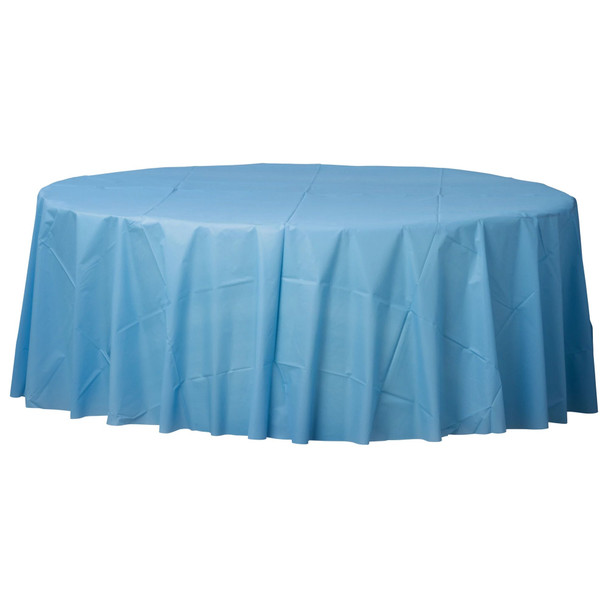 Round Plastic Tablecover Pastel Blue