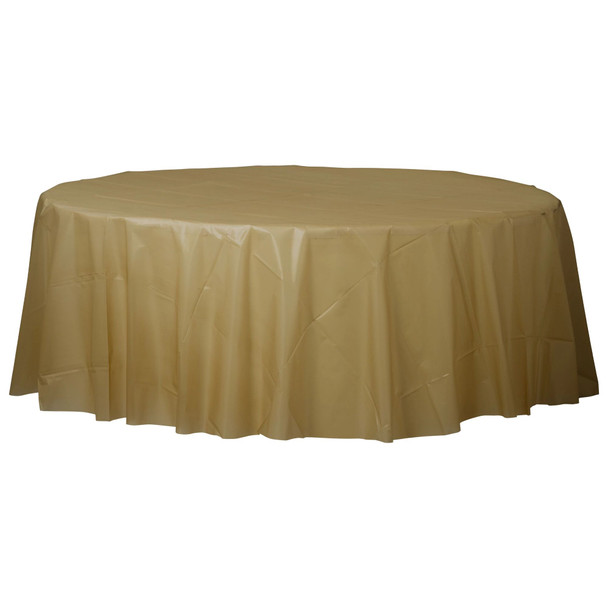 Round Plastic Tablecover Gold Round Plastic Tablecover Gold