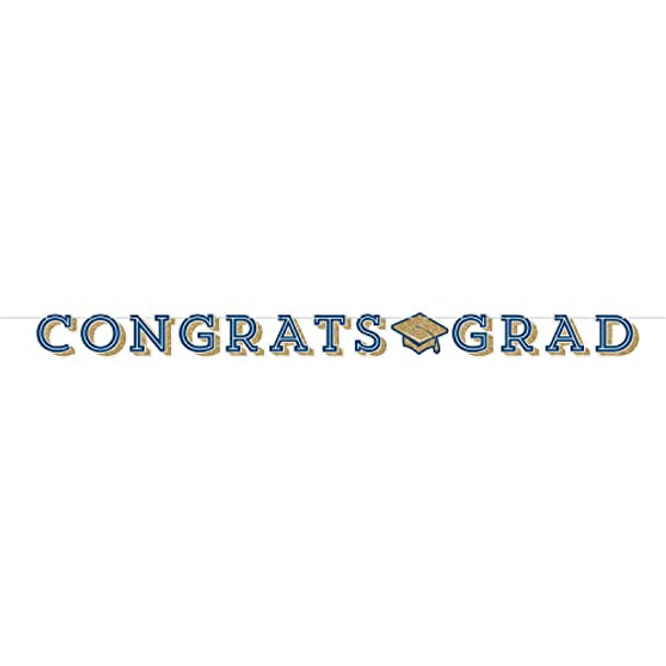 Dark Blue & Gold Congrats Grad Banner