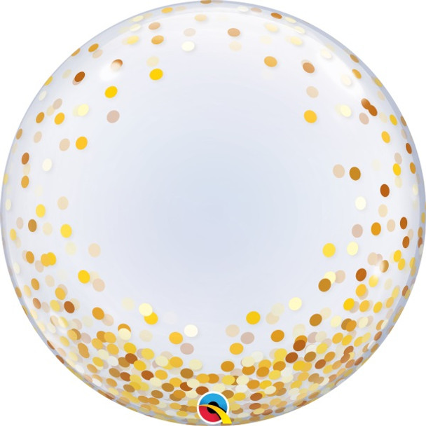 Big 24" Clear & Gold Confetti Dots Bubbles Balloon