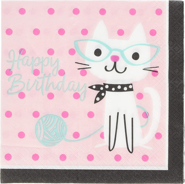 Happy Birthday purr-FECT cat large napkins