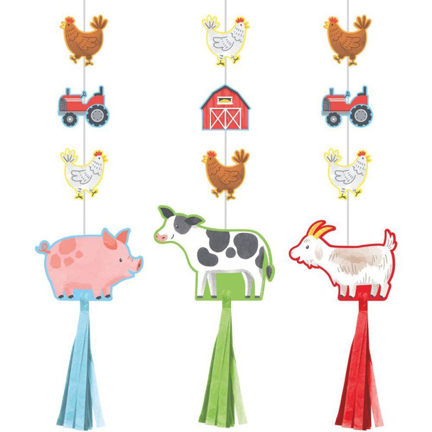 Farm Animals Paper Tassels Hanging Cutouts