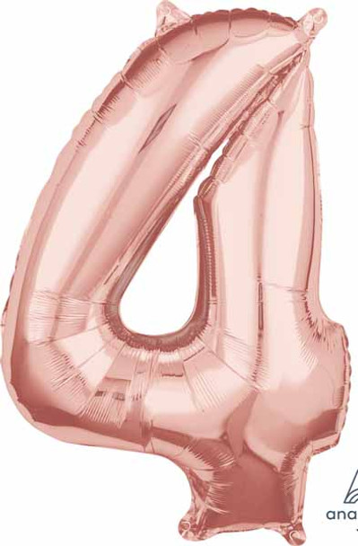 16" Air-Filled No. 4 Shape Foil Balloon Decoration Rose Gold