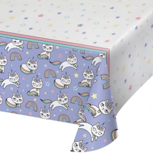 Sassy Caticorn Paper Table Cover 54" x 102"  Cat Party 1/ct