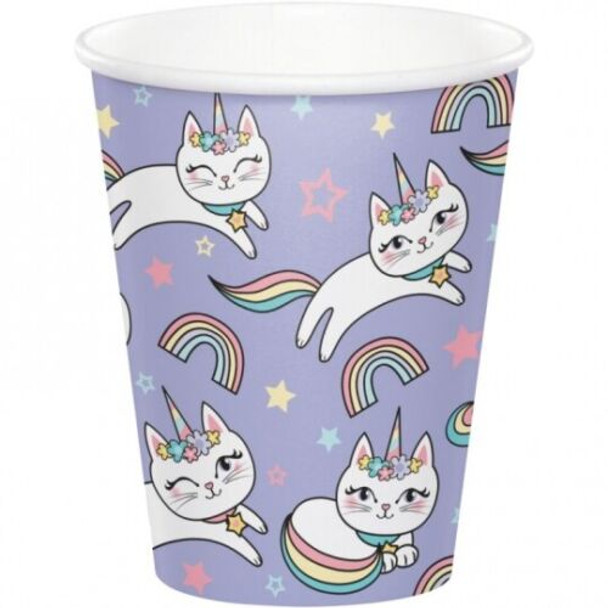 Sassy Caticorn Paper Cups Cat Party 8/ct
