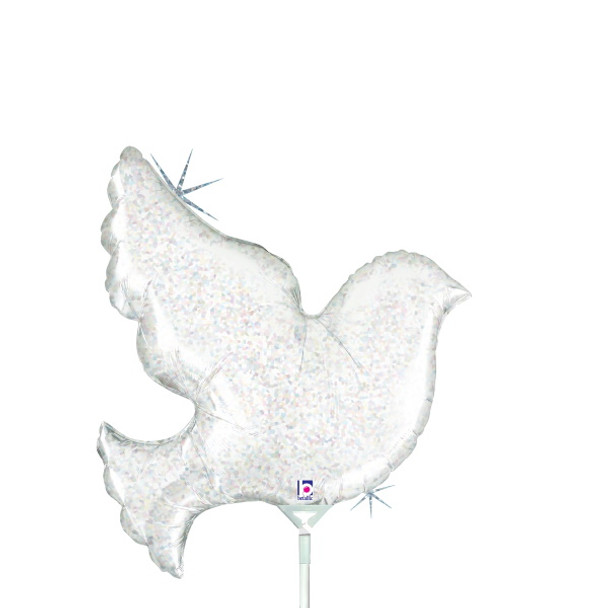 Mini Pearl White Dove Holographic Balloon