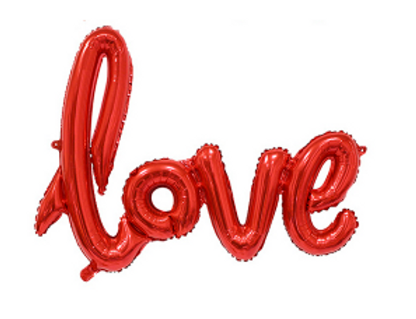 script foil balloon love red