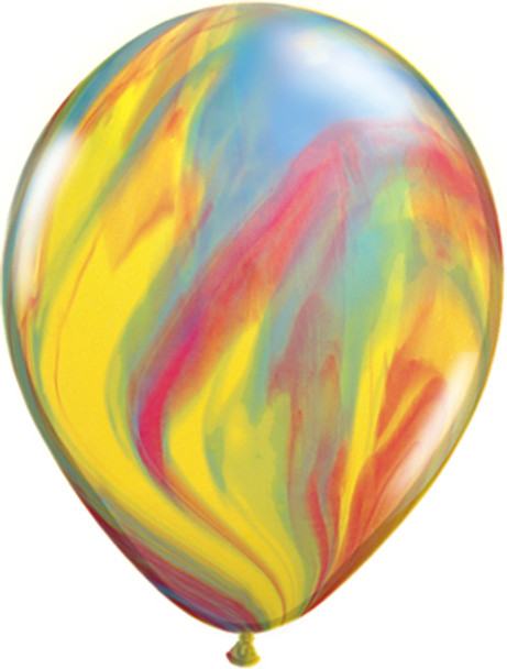 11" Rainbow Superagate Assorted Color Latex Balloons