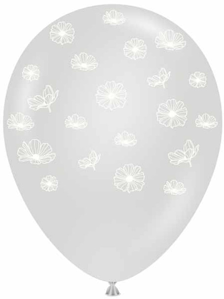 Round Latex Flower Petals Clear Print Balloon