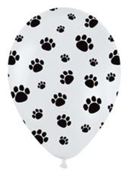 Black & White Animal Paw Print Latex Balloon