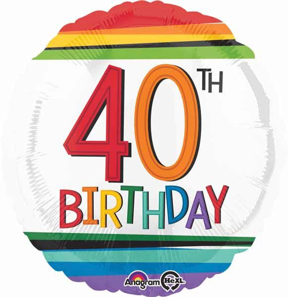 happy 40th Birthday Balloon Rainbow