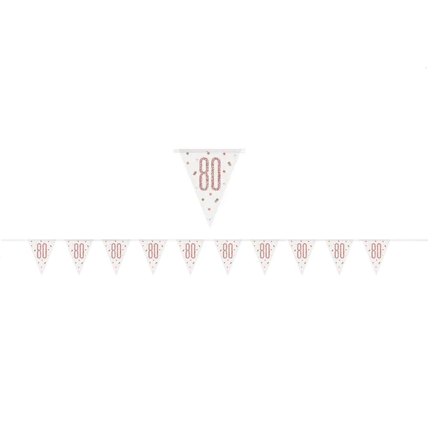 Rose Gold Pink Banner 80th birthday