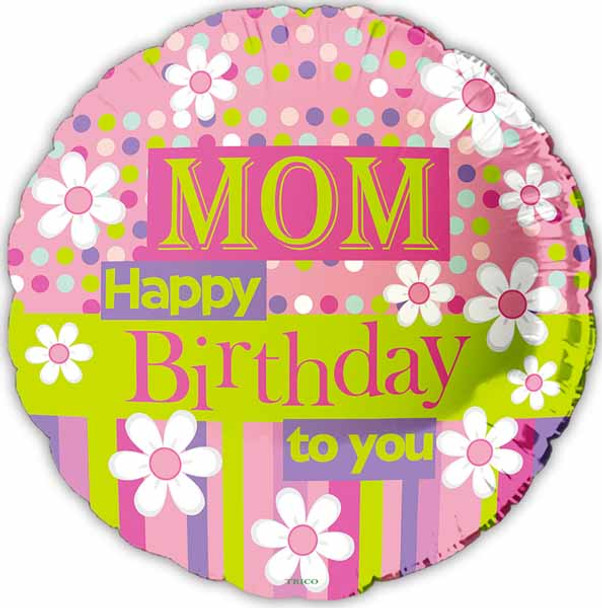 Mom Happy Birthday To You Balloon Daisy Flowers