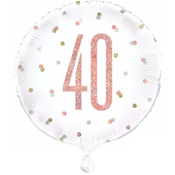 Rose Gold Glitz Age 40 Birthday Balloon