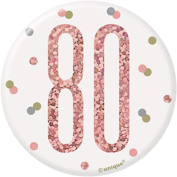Number 80 pin on badge pink