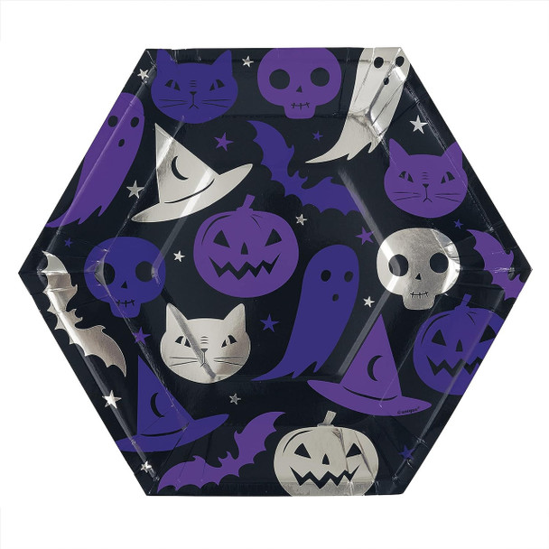 witch hats pumpkins ghosts and cats halloween dessert plates