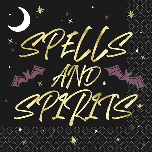 black gold spells and spirits luncheon napkins