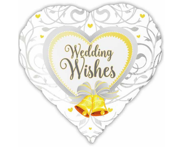 Wedding Wishes Foil Balloon Heart Bells