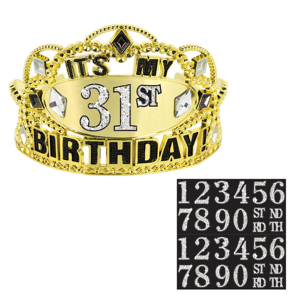 Personalized gold crown tiara for a happy birthday