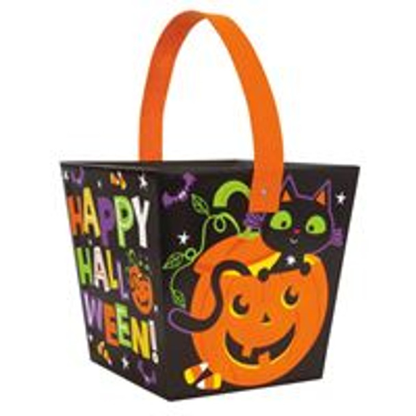 Cat & Pumpkin Halloween Paper Board Bucket