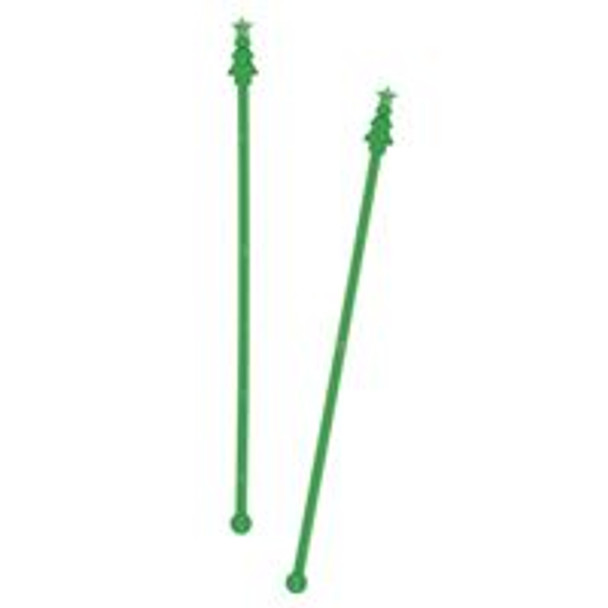 Christmas Tree Shaped Plastic Drink Stirrers  8ct