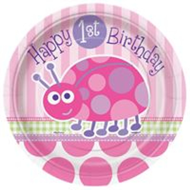 First Birthday Ladybug Round 7 Dessert Plates  8ct"