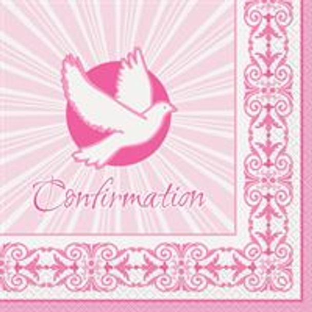 Pink Radiant Cross Confirmation" Luncheon Napkins  16ct"