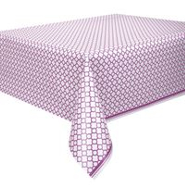 Pretty Purple Quatrefoil Rectangular Plastic Table Cover  54 x 108""