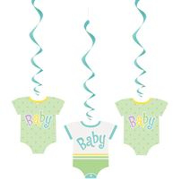 Polka Dots Baby Shower Large Hanging Swirl Decorations  32  3ct"